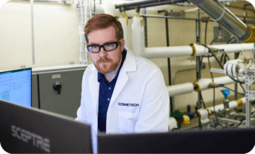 Cormetech's in-house laboratories performing full bench catalyst testing and XRF / BET analysis to identify measures for system optimization