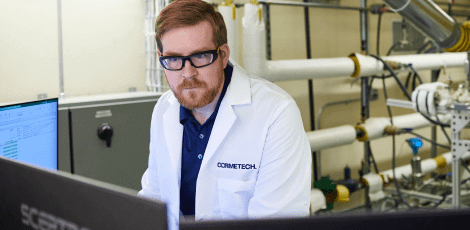 Cormetech's in-house laboratories performing full bench catalyst testing and XRF / BET analysis to identify measures for system optimization